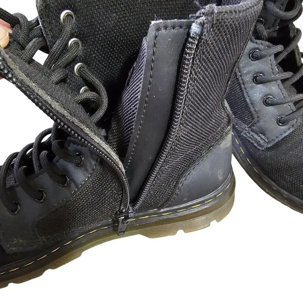 Doc Dr. Martens Kids Girls Sz 3 Black Lace Up Boots Side Zip Air Wair Combs J